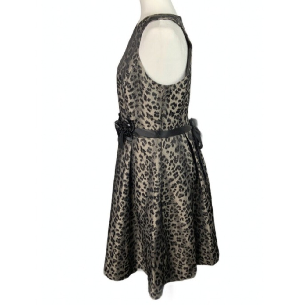 Muse Womens Party Dress Size 10 Lined Animal Print Pleated Sleeveless Back Tie - Picture 8 of 10
